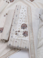 Patch Neck Cotton Blend Unstitched Suit With Dupatta